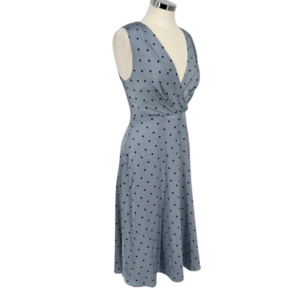 Modcloth Gill Polka Dot Sleeveless A-Line Midi Dress Knot Back Blue Size Medium - Picture 5 of 13
